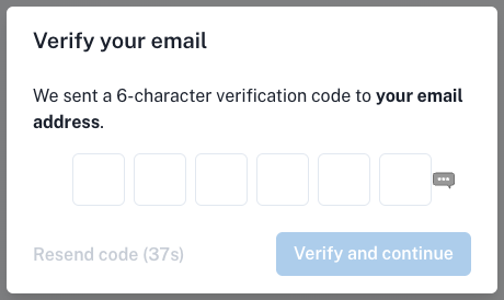 The security-code entry screen