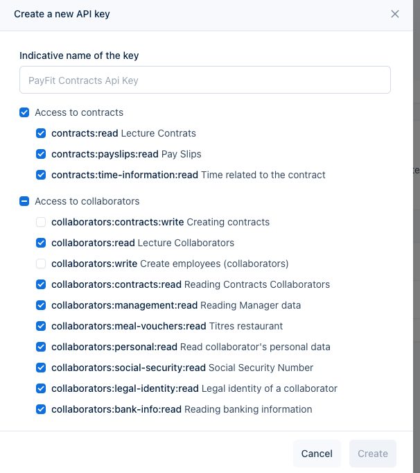 Creating the API key with the read scopes selected