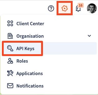 The Lucca settings menu with API Keys