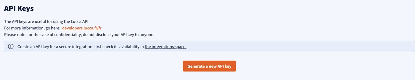 The API Keys page with the generate action
