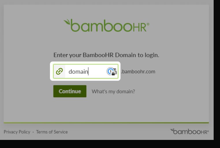 The connection window asking for the BambooHR subdomain