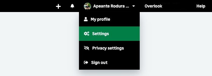 The Sage HR account menu with Settings