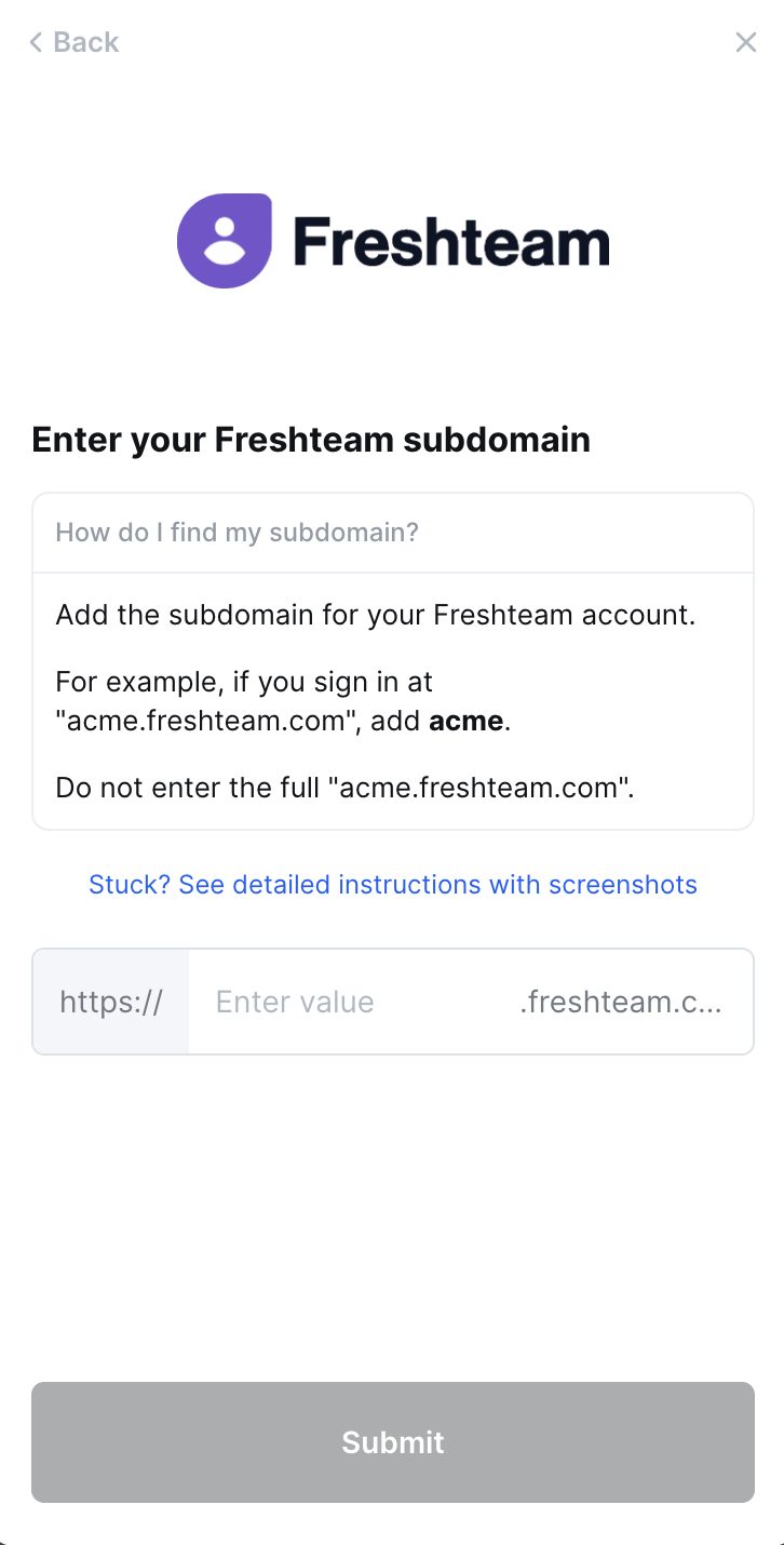 Entering the subdomain in the connection window