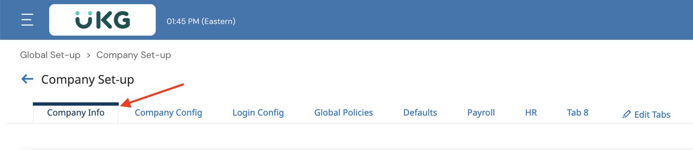 The Company Info section of Company Setup