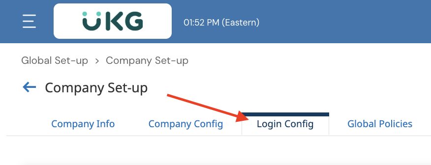 The Login Config section of Company Setup