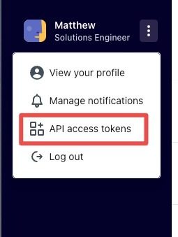 The Humaans sidebar menu with API access tokens
