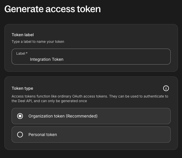 Choosing an organization token and labelling it