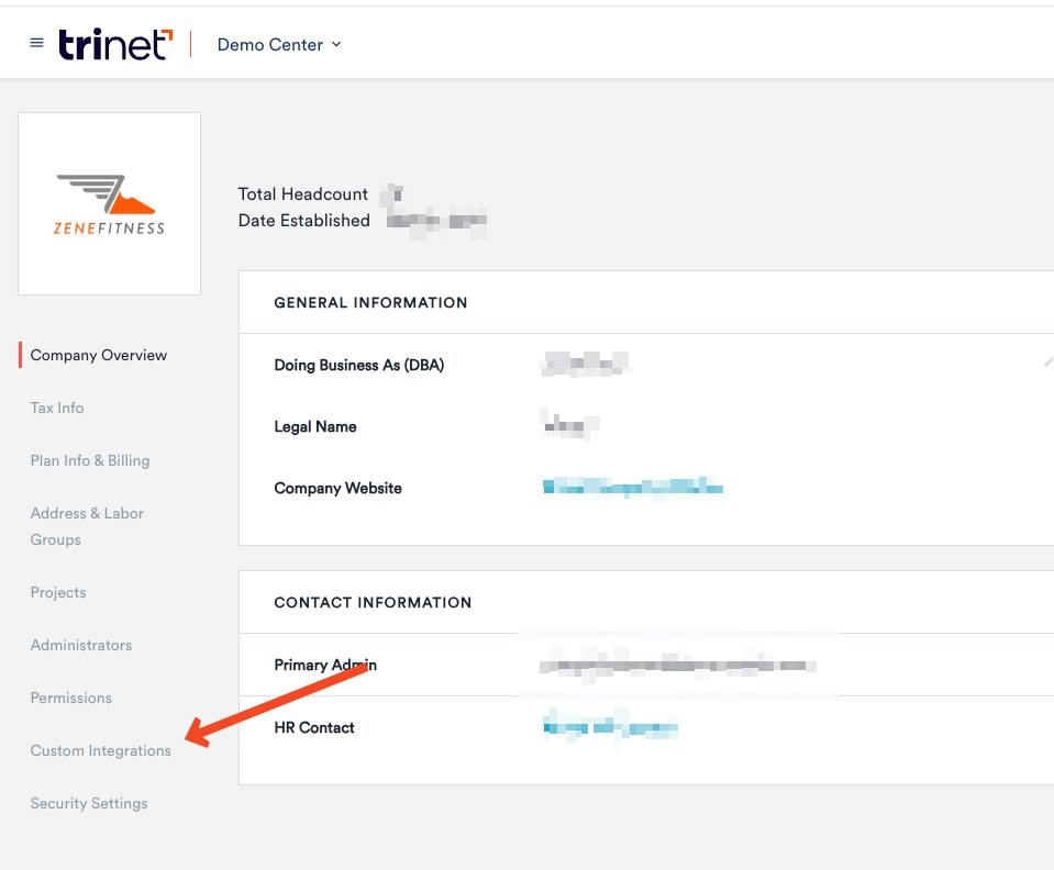 The Custom Integrations section of the company profile