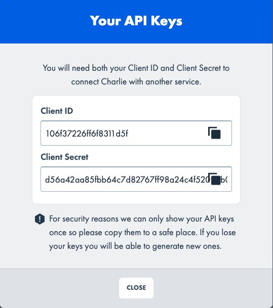 The generated client ID and secret