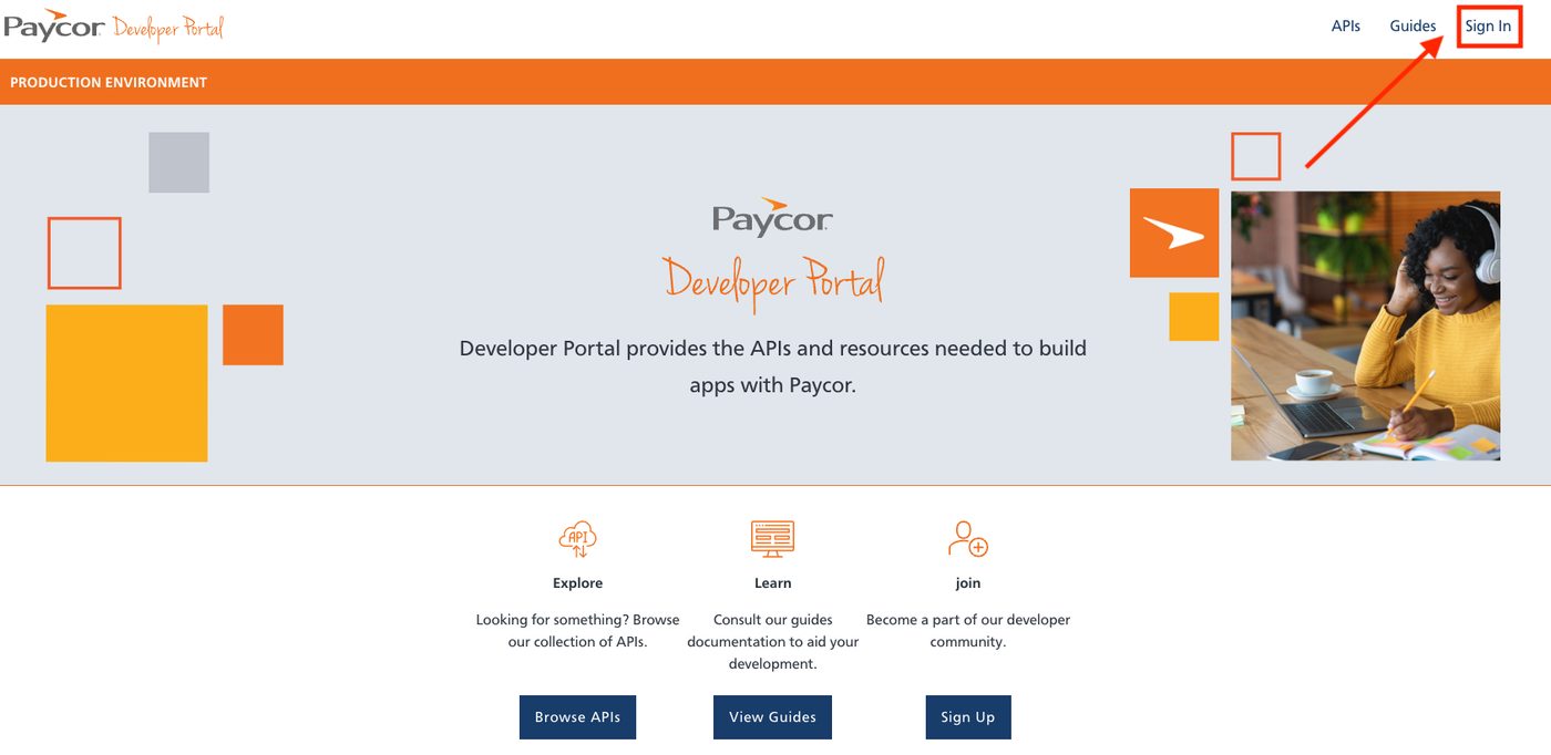 The Paycor developer portal sign-in