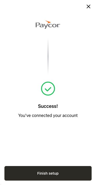 The completed Paycor authorization returning to Mesh