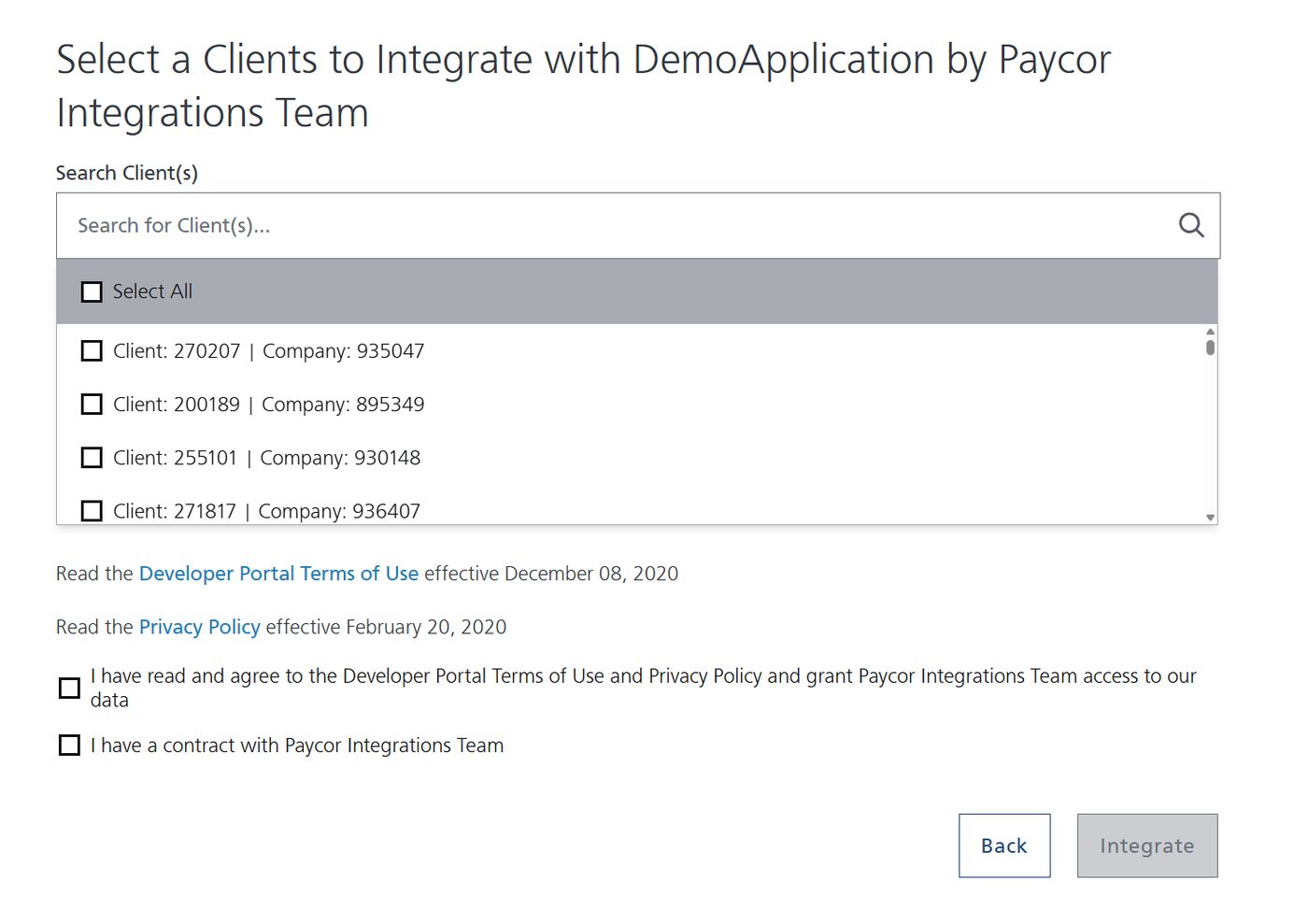 The Paycor authorization confirmation step
