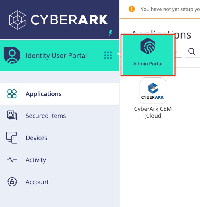Switching to the CyberArk admin portal