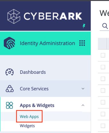 The Apps and Widgets menu open at Web Apps