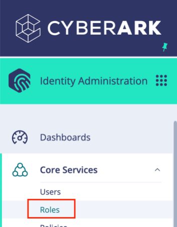The Core Services menu open at Roles
