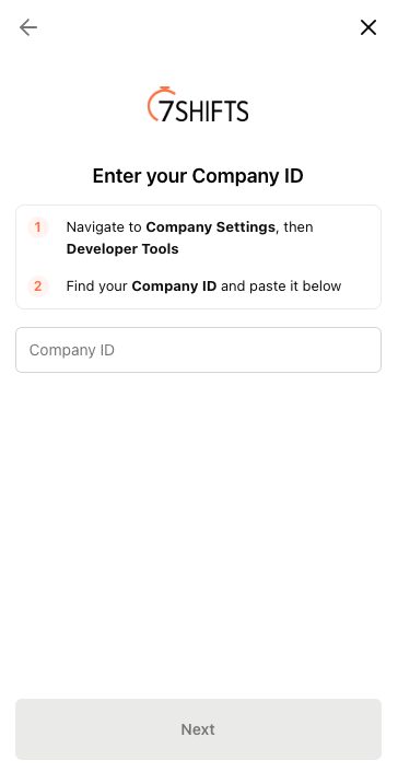 The Developer Tools page showing the company ID