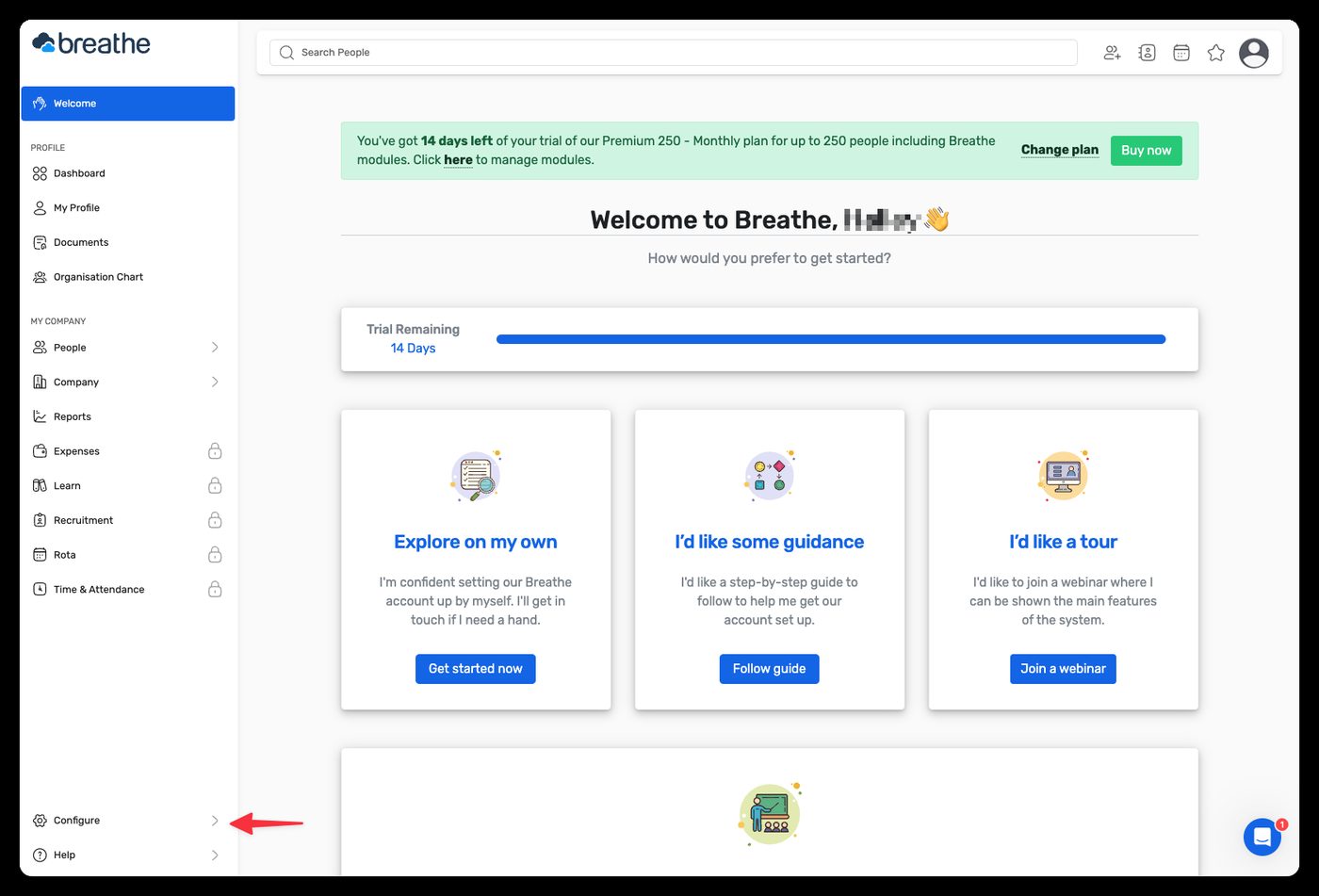 The Breathe Configure action