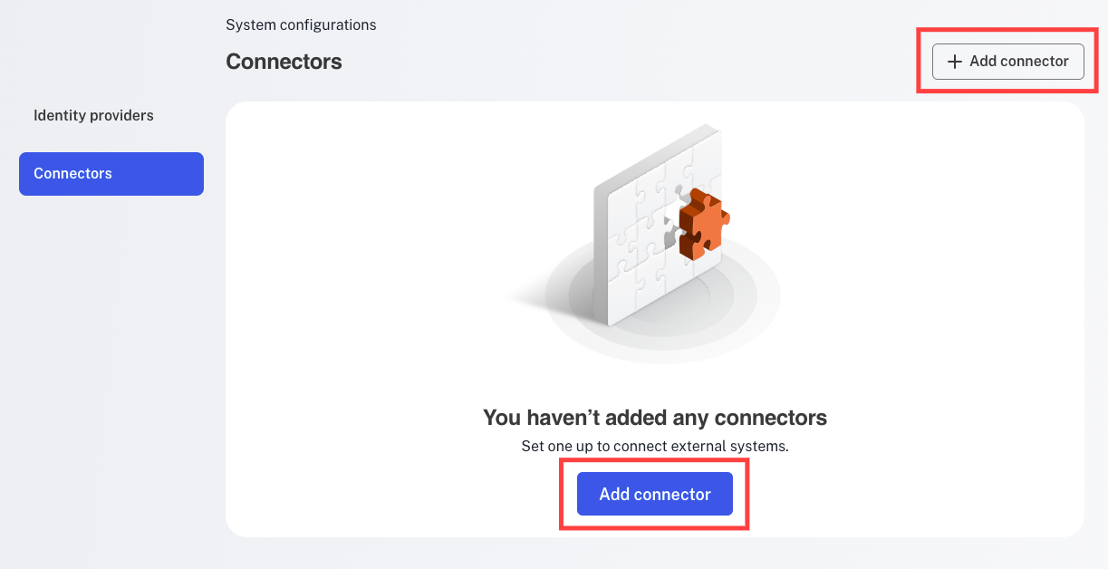 Mesh Connectors page with the Add connector button