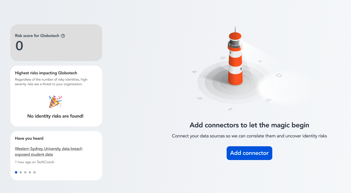 Homepage of a new Axiad Mesh environment after the first sign-in