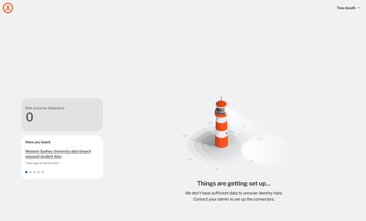The Things are getting set up page, shown while connectors are still being configured