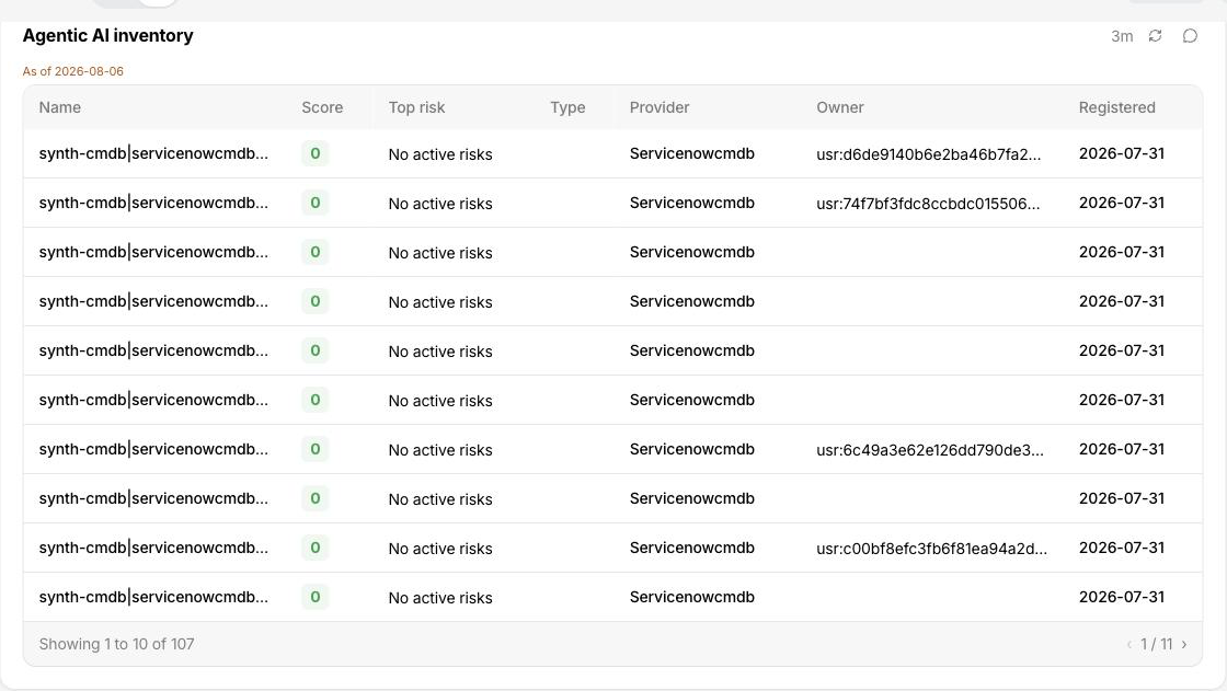 The agentic AI inventory widget