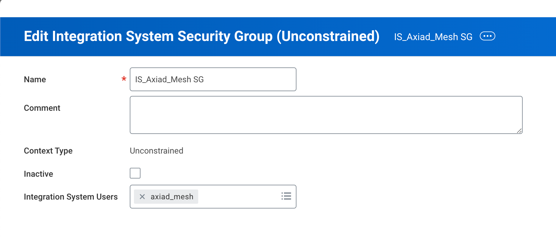 Workday Integration Systems Security Group configuration